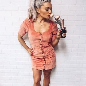 Revolve Pink corduroy dress